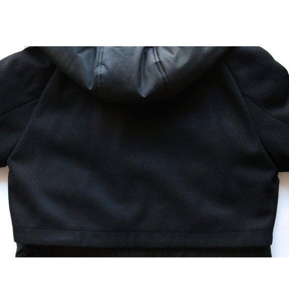 Mackage Down Parka Jacket / Size XL / Black Wool Duck Hooded Long Asymmetrical - Picture 10 of 14
